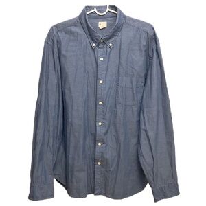 J Crew Men’s Sunwashed Oxford Button Down Shirt Long Sleeve 100% Cotton Blue XXL